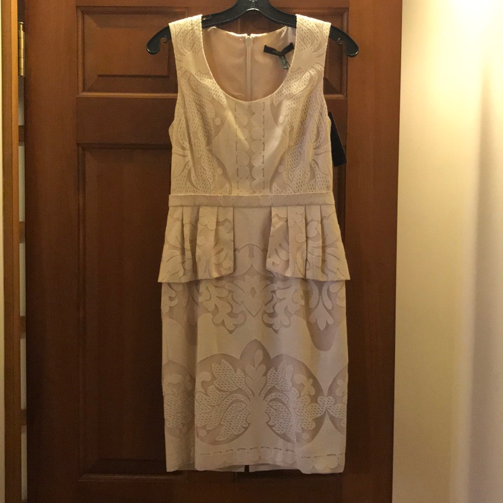 NWT BCBG Maxazria Peplum Dress Cream